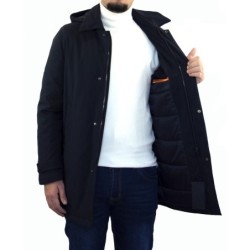 Trench Uomo Elegante con Cappuccio Colletto Classico