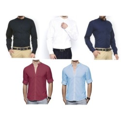 CAMICIA UOMO COLLETTO COREANO SLIM FIT SARTORIALE IN COTONE XS S M L XL XXL
