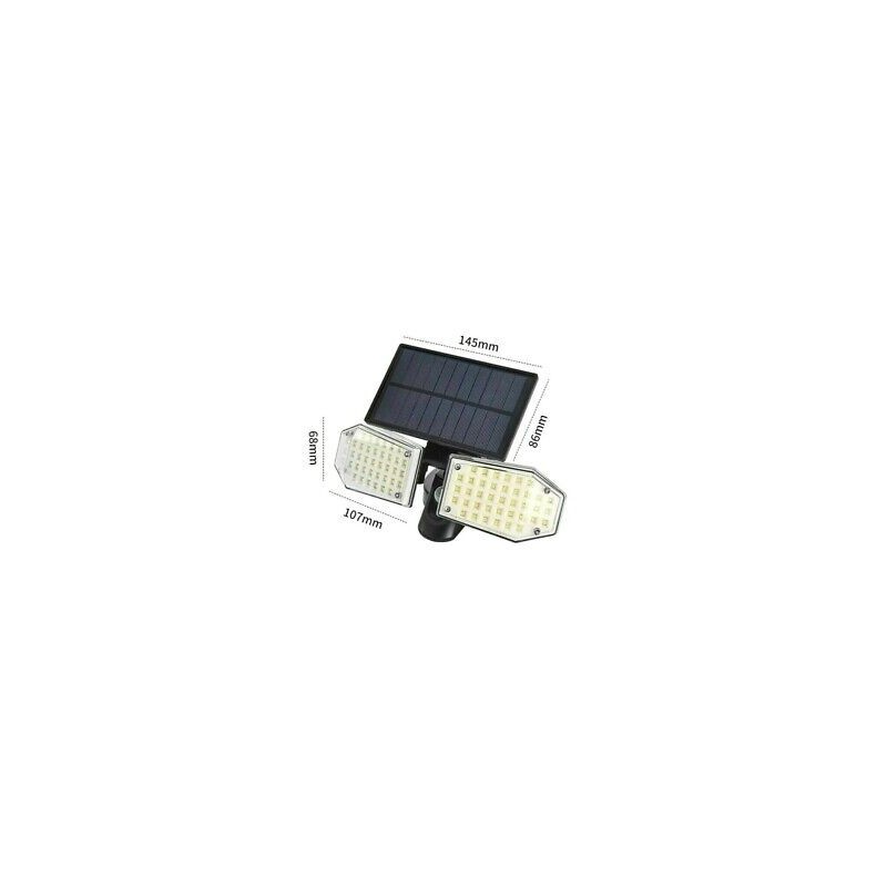 DUE FARETTI ROTANTI LUCE ORIENTABILE LED DA ESTERNO CON PANNELLO SOLARE E SENSOR
